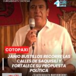 En el salón de reuniones del Sindicato de Choferes Profesionales de Saquisilí se realizó la presentación oficial de la precandidatura de Janio Bustillos a la Alcaldía del cantón. Durante el evento participaron dirigentes y simpatizantes del Movimiento SUMA.