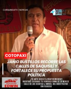 En el salón de reuniones del Sindicato de Choferes Profesionales de Saquisilí se realizó la presentación oficial de la precandidatura de Janio Bustillos a la Alcaldía del cantón. Durante el evento participaron dirigentes y simpatizantes del Movimiento SUMA.