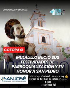 La parroquia Mulalillo dio inicio a sus festividades de parroquialización y en honor a su patrono San Pedro con un colorido desfile cívico en el que participaron varias instituciones educativas del sector.