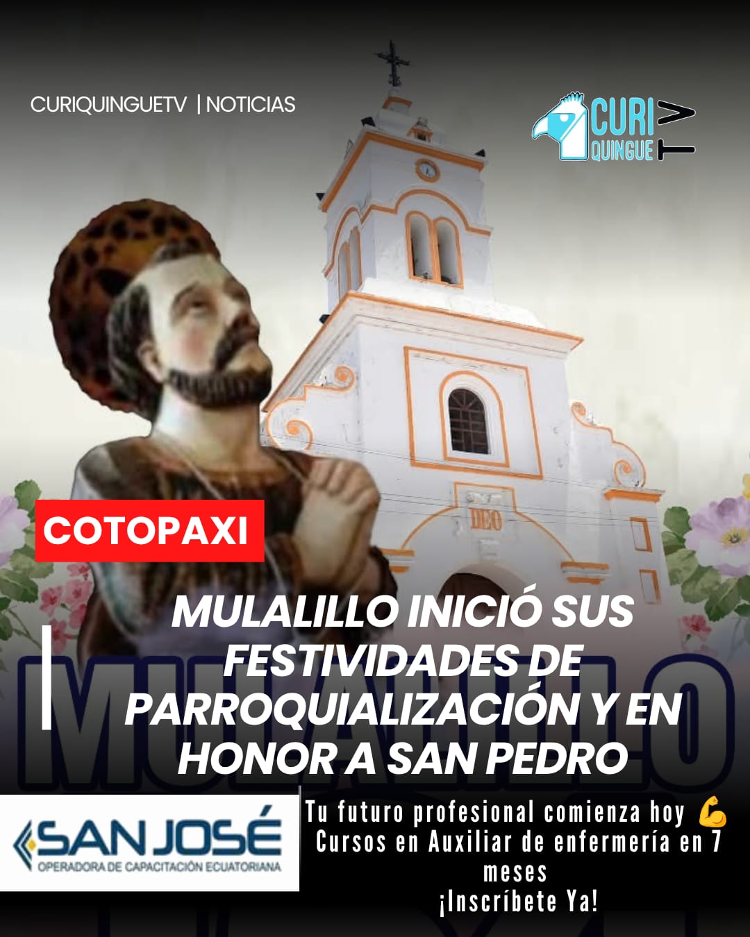 La parroquia Mulalillo dio inicio a sus festividades de parroquialización y en honor a su patrono San Pedro con un colorido desfile cívico en el que participaron varias instituciones educativas del sector.