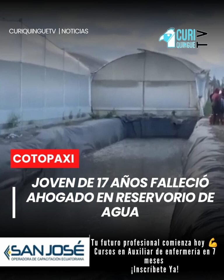 Un trágico accidente se registró en la parroquia Antonio José Holguín, donde un adolescente de 17 años perdió la vida tras caer a un reservorio de agua.