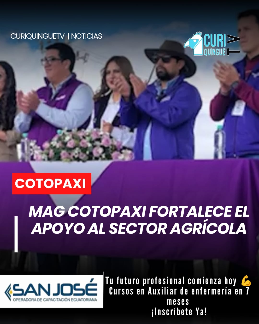 El Ministerio de Agricultura y Ganadería (MAG) de Cotopaxi continúa impulsando diversos proyectos en beneficio de pequeños y medianos productores de la provincia. Además, el proceso del Registro Nacional Agropecuario (RENAGRO) avanza de acuerdo con las fases programadas, permitiendo fortalecer la planificación y el desarrollo del sector agropecuario.