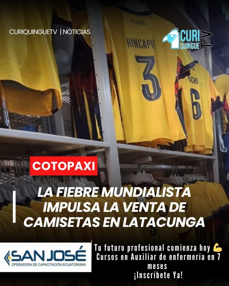 En el sector de El Salto, comerciantes reportan una alta demanda de camisetas de la selección ecuatoriana, mientras los aficionados buscan adquirir la indumentaria tricolor para apoyar al combinado nacional durante la cita deportiva más importante del planeta.