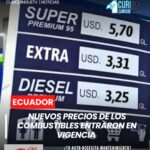 La gasolina Extra, Ecopaís y el diésel registran un incremento de 15 centavos por galón. Por su parte, la gasolina Súper Premium alcanza valores históricos debido a las fluctuaciones internacionales del petróleo. Estos precios estarán vigentes hasta el próximo 11 de julio.