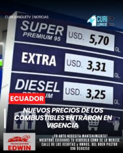 La gasolina Extra, Ecopaís y el diésel registran un incremento de 15 centavos por galón. Por su parte, la gasolina Súper Premium alcanza valores históricos debido a las fluctuaciones internacionales del petróleo. Estos precios estarán vigentes hasta el próximo 11 de julio.