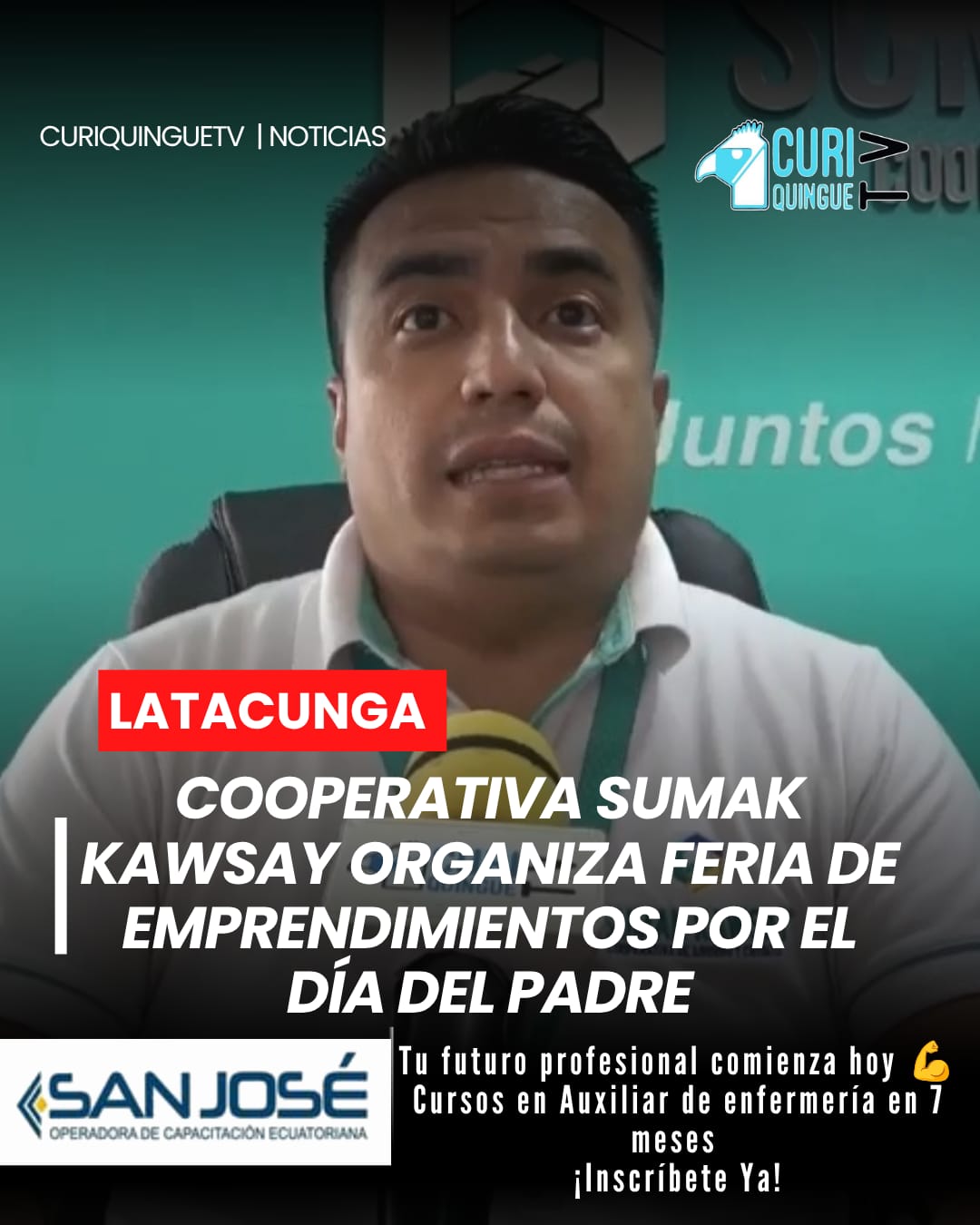Con motivo de la celebración del Día del Padre, la Cooperativa de Ahorro y Crédito Sumak Kawsay desarrollará la primera Feria de Emprendimientos en la provincia de Cotopaxi. El evento se llevará a cabo del 18 al 21 de junio y reunirá a emprendedores locales para exhibir y comercializar sus productos.