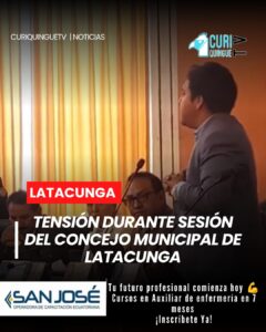 Momentos de tensión se vivieron durante una sesión del Concejo Municipal de Latacunga luego de que se prohibiera el ingreso de moradores del barrio La Laguna. En señal de protesta, dos concejales decidieron abandonar la reunión y, posteriormente, en los exteriores del edificio municipal se registraron varios inconvenientes entre los presentes.