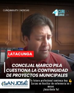 El concejal del Municipio de Latacunga, Marco Pila, expresó su preocupación por la falta de continuidad en varios proyectos impulsados por la administración municipal. El edil lamentó que la paralización de diferentes trabajos repercuta directamente en el bienestar de los habitantes del cantón y pidió mayor planificación para garantizar el cumplimiento de las obras.
