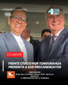La contienda política rumbo a las próximas elecciones empieza a tomar fuerza en Tungurahua. El Frente Cívico por Tungurahua presentó oficialmente a sus precandidatos para dos importantes dignidades provinciales. Luis Amoroso buscará llegar nuevamente a la Alcaldía de Ambato, mientras que Jaime Astudillo aspira a la Prefectura. Ambos manifestaron que sus propuestas estarán enfocadas en el desarrollo, la seguridad y el progreso de la ciudad y la provincia.