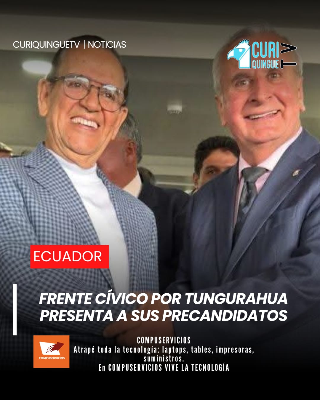 La contienda política rumbo a las próximas elecciones empieza a tomar fuerza en Tungurahua. El Frente Cívico por Tungurahua presentó oficialmente a sus precandidatos para dos importantes dignidades provinciales. Luis Amoroso buscará llegar nuevamente a la Alcaldía de Ambato, mientras que Jaime Astudillo aspira a la Prefectura. Ambos manifestaron que sus propuestas estarán enfocadas en el desarrollo, la seguridad y el progreso de la ciudad y la provincia.