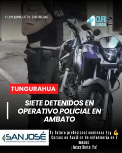 La Policía Nacional ejecutó un operativo en los alrededores del Mercado Central de Ambato que dejó como resultado siete personas detenidas, presuntamente vinculadas a delitos de receptación, acopio y comercialización de sustancias sujetas a fiscalización. Los aprehendidos registrarían antecedentes por varios delitos, entre ellos asesinato.