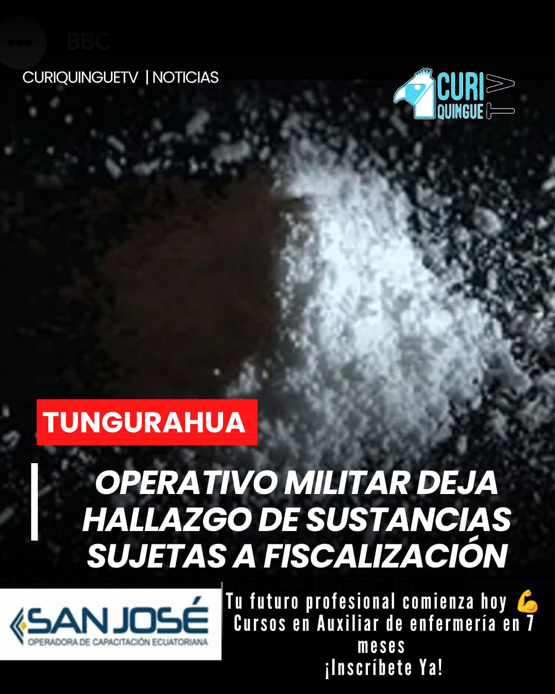 Personal de las Fuerzas Armadas realizó un operativo de control en el cantón Baños, provincia de Tungurahua, donde se encontraron sustancias sujetas a fiscalización. Las acciones forman parte de los operativos permanentes para fortalecer la seguridad.