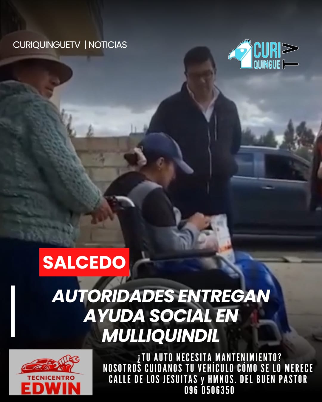El alcalde de Salcedo, junto a las autoridades del Gobierno Parroquial de Mulliquindil, realizó una labor social para brindar apoyo a una persona que requiere asistencia. La iniciativa busca atender a quienes más lo necesitan.