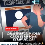 El jefe de la DINASED en Cotopaxi dio a conocer detalles sobre los diferentes casos de personas desaparecidas registrados en la provincia. Las investigaciones continúan y se exhorta a la ciudadanía a colaborar con información que permita ubicar a los ciudadanos reportados.