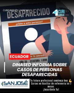 El jefe de la DINASED en Cotopaxi dio a conocer detalles sobre los diferentes casos de personas desaparecidas registrados en la provincia. Las investigaciones continúan y se exhorta a la ciudadanía a colaborar con información que permita ubicar a los ciudadanos reportados.