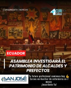La Asamblea Nacional iniciará un proceso de investigación para revisar y constatar el patrimonio de alcaldes y prefectos del país, con el objetivo de verificar la información relacionada con sus bienes y situación económica.