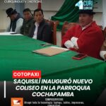 Las autoridades del GAD Municipal Intercultural del cantón Saquisilí inauguraron el nuevo coliseo de la parroquia Cochapamba, una obra destinada a impulsar la práctica deportiva y el desarrollo de actividades sociales, culturales y recreativas en beneficio de la comunidad.