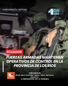Personal de las Fuerzas Armadas continúa ejecutando operativos de control en distintos sectores de la provincia de Los Ríos como parte de las estrategias para fortalecer la seguridad y enfrentar a organizaciones delictivas que afectan a la población. Las intervenciones se desarrollan de manera permanente en coordinación con las entidades competentes.