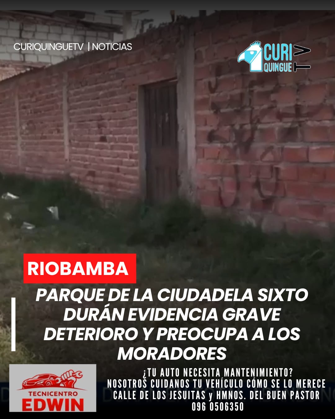 El parque de la ciudadela Sixto Durán muestra un evidente estado de deterioro estructural y abandono, situación que genera preocupación entre los habitantes del sector. Los moradores señalan que este espacio, concebido para la recreación familiar, presenta daños que representan un riesgo para niños, jóvenes y adultos, por lo que solicitan una intervención oportuna por parte del Municipio para recuperar este importante lugar de encuentro ciudadano.