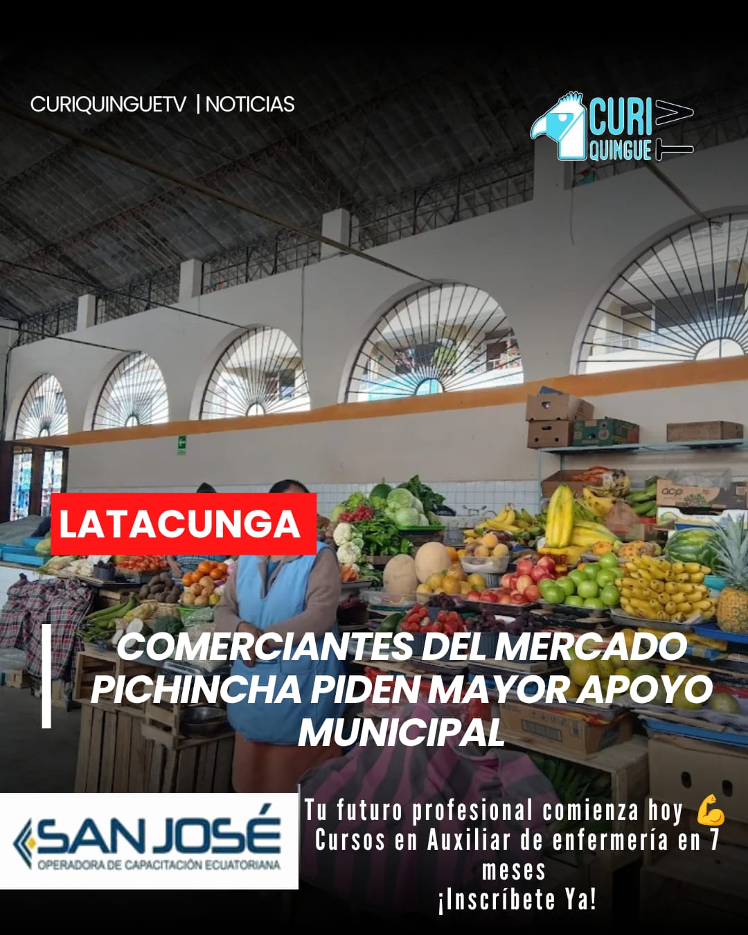 Los comerciantes del Mercado Pichincha, ubicado en el barrio La Merced de Latacunga, manifestaron que continúan desarrollando sus actividades de lunes a sábado, aunque aseguran no haber recibido el respaldo esperado por parte de las autoridades municipales.
