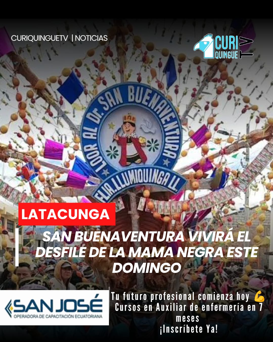 Las fiestas patronales de San Buenaventura entran en su etapa más esperada con el tradicional desfile de los personajes de la Mama Negra, que recorrerá las principales calles de la parroquia este domingo.