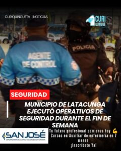 El personal de Seguridad Ciudadana del Municipio de Latacunga realizó operativos de control en distintos espacios públicos durante el pasado fin de semana con el objetivo de mantener el orden y garantizar la convivencia ciudadana.