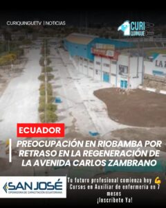 Habitantes de Riobamba expresaron su malestar por el evidente retraso en la ejecución de la obra de regeneración urbana de la avenida Carlos Zambrano y los alrededores del estadio Olímpico Dr. Fernando Guerrero.