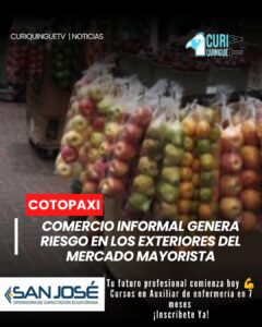 La presencia de comerciantes informales en los exteriores del Mercado Mayorista continúa generando inconvenientes para la movilidad. Varios vendedores ocupan parte de la calzada, las aceras e incluso el parterre central, reduciendo el espacio para la circulación vehicular y peatonal.