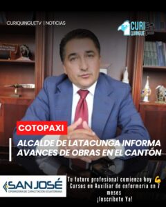 El alcalde de Latacunga presentó un balance sobre el avance de las diferentes obras que se ejecutan tanto en la zona urbana como rural del cantón.