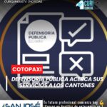 La Defensoría Pública de Cotopaxi desarrolla visitas en los diferentes cantones de la provincia con el propósito de informar a la población sobre los servicios de asesoría y patrocinio legal que ofrece esta institución.