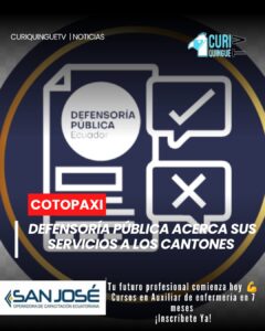 La Defensoría Pública de Cotopaxi desarrolla visitas en los diferentes cantones de la provincia con el propósito de informar a la población sobre los servicios de asesoría y patrocinio legal que ofrece esta institución.