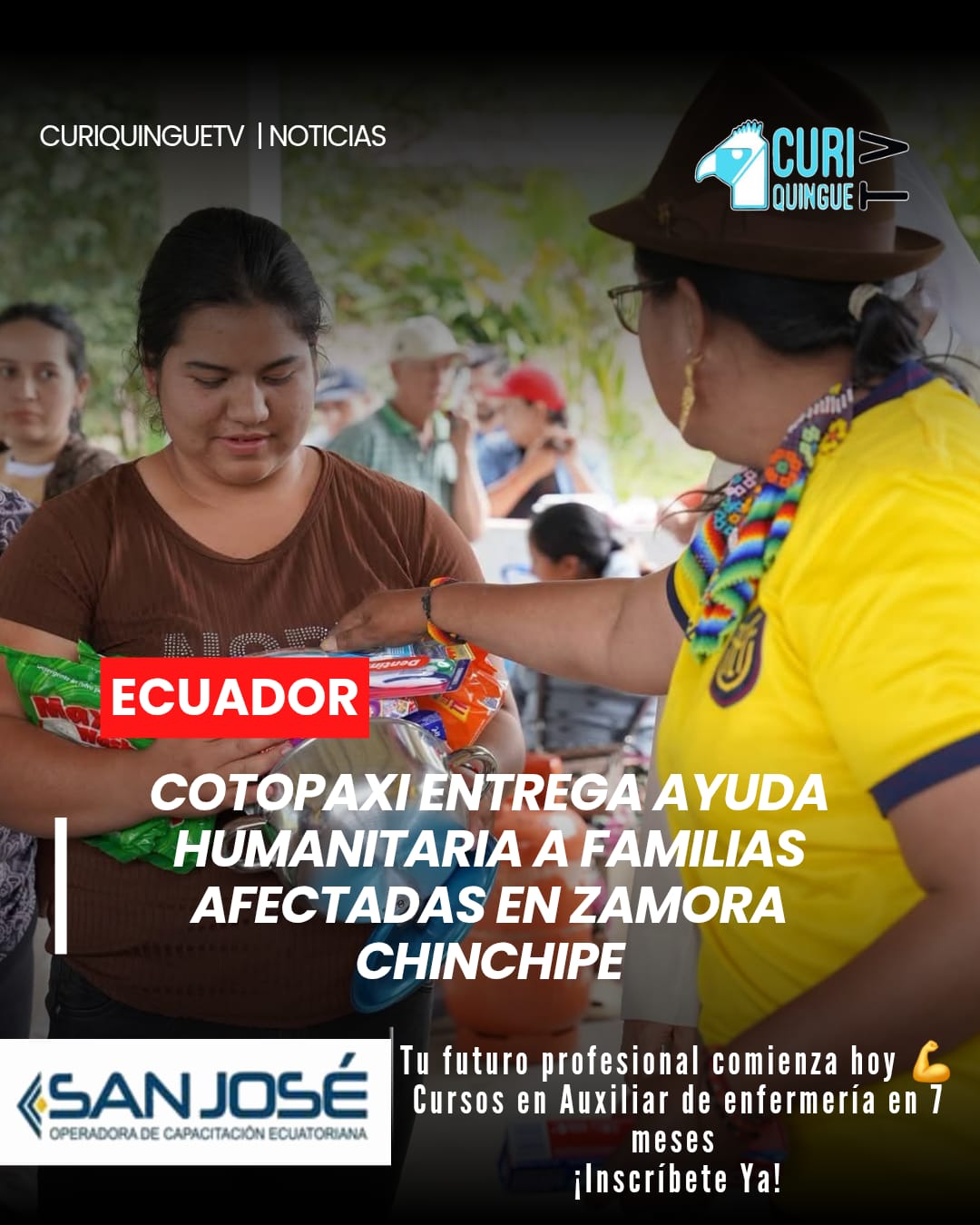 La solidaridad de los cotopaxenses llegó hasta la provincia de Zamora Chinchipe. La prefecta de Cotopaxi, Lourdes Tibán, se trasladó a la parroquia Guadalupe para entregar de manera directa ayuda humanitaria a las familias afectadas por el aluvión que golpeó a este sector.
