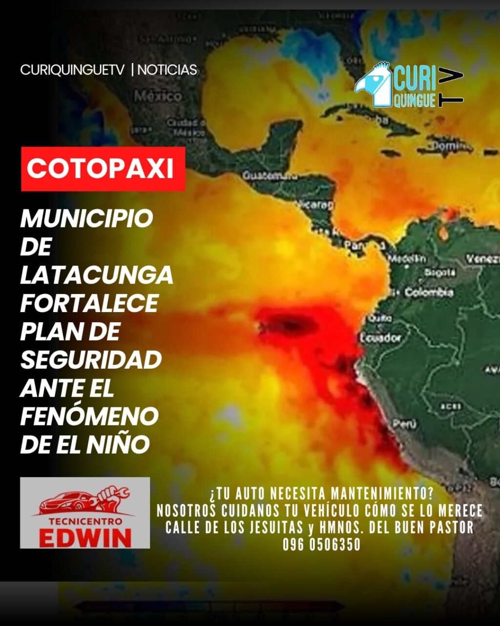 El director de Seguridad del Municipio de Latacunga dio a conocer los avances del proyecto de prevención que se ejecuta para enfrentar los posibles efectos del Fenómeno de El Niño. La iniciativa contempla acciones orientadas a reducir riesgos y proteger a la población en los sectores más vulnerables del cantón.