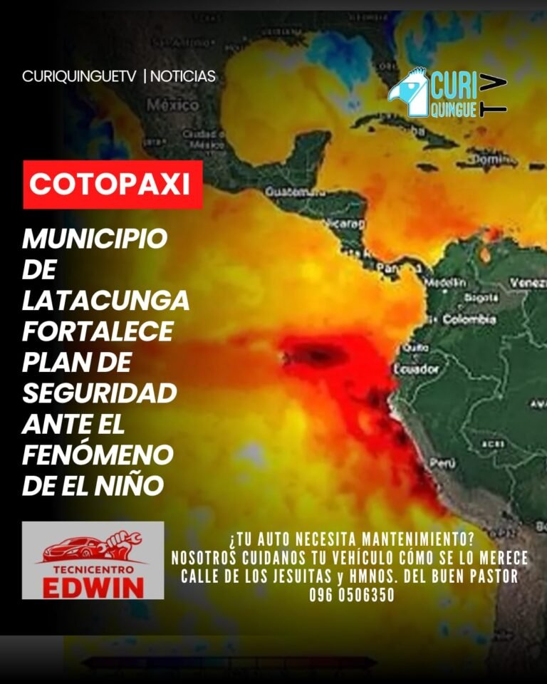 El director de Seguridad del Municipio de Latacunga dio a conocer los avances del proyecto de prevención que se ejecuta para enfrentar los posibles efectos del Fenómeno de El Niño. La iniciativa contempla acciones orientadas a reducir riesgos y proteger a la población en los sectores más vulnerables del cantón.