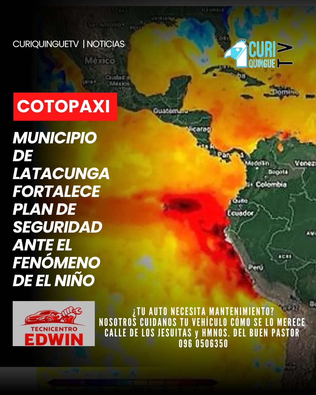El director de Seguridad del Municipio de Latacunga dio a conocer los avances del proyecto de prevención que se ejecuta para enfrentar los posibles efectos del Fenómeno de El Niño. La iniciativa contempla acciones orientadas a reducir riesgos y proteger a la población en los sectores más vulnerables del cantón.