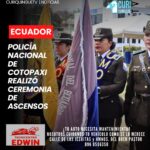 La Policía Nacional de la Subzona Cotopaxi llevó a cabo la ceremonia oficial de ascenso de sus servidores policiales, quienes alcanzaron un nuevo grado como reconocimiento a su trayectoria y compromiso institucional. Las autoridades destacaron la importancia de continuar trabajando por la seguridad y el bienestar de la ciudadanía cotopaxense.