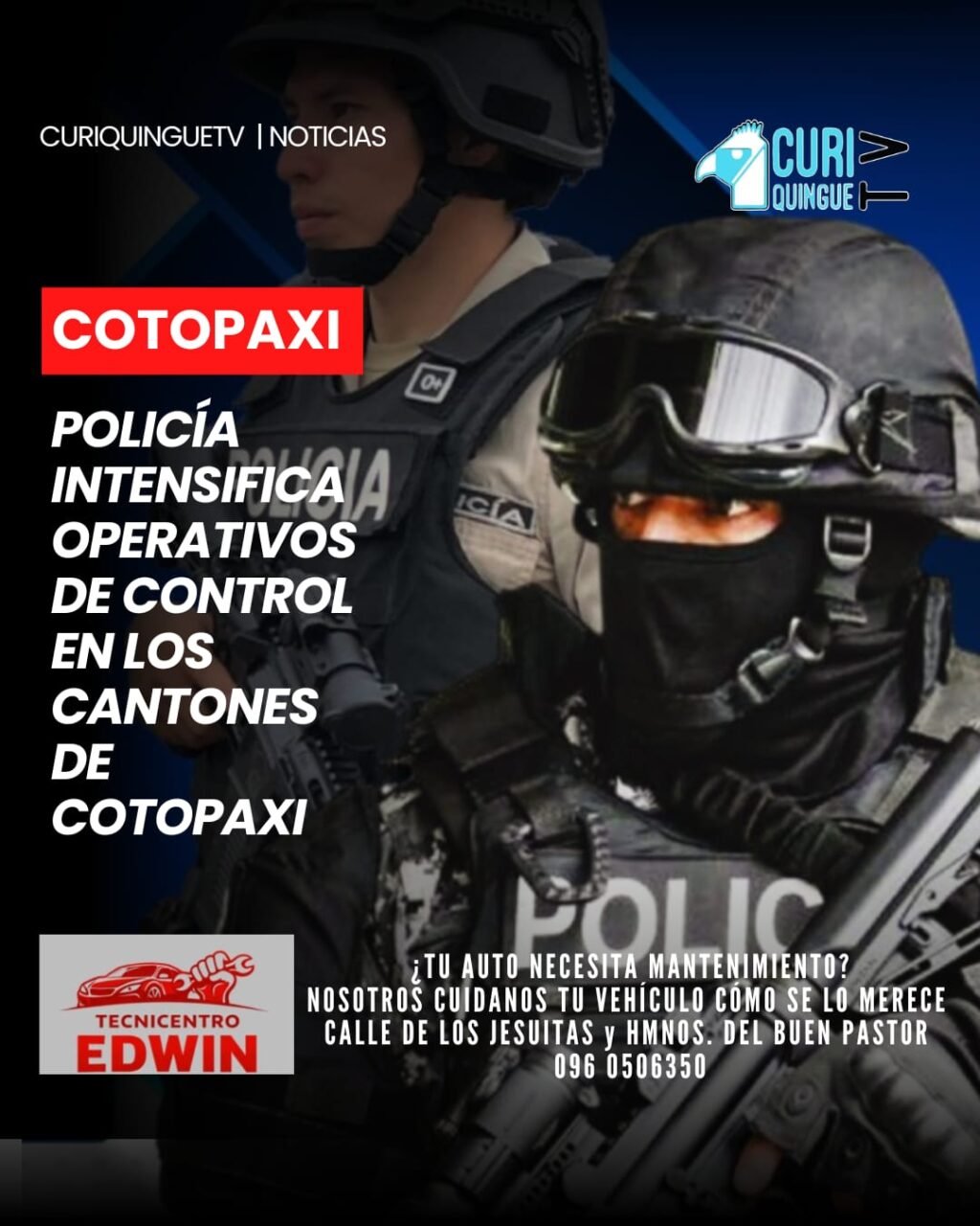Personal de la Policía Nacional ejecutó operativos de control en varios cantones de la provincia de Cotopaxi, con el objetivo de prevenir hechos delictivos y fortalecer la seguridad en espacios públicos. Las intervenciones forman parte de las estrategias permanentes para mantener el orden y brindar tranquilidad a la población.