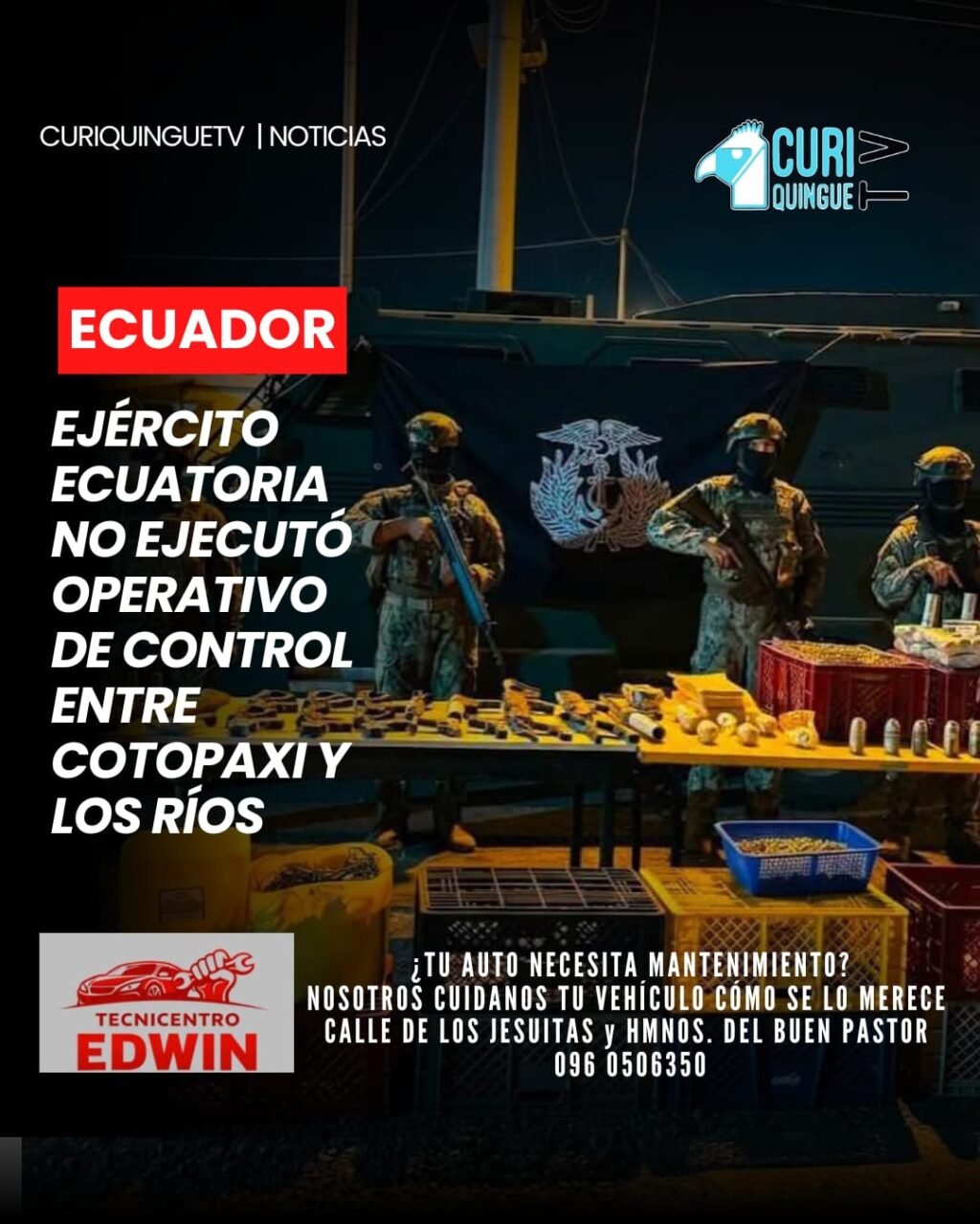 El Ejército Ecuatoriano desarrolló un operativo de control en el límite entre las provincias de Cotopaxi y Los Ríos, como parte de las acciones destinadas a fortalecer la seguridad y prevenir actos de violencia. Estas intervenciones se realizan de manera coordinada con otras instituciones para garantizar el orden y la protección de la ciudadanía.