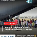 Personal de la Fuerza Aérea de Cotopaxi desarrolló el programa "Alas de la Alegría", una actividad que permitió a varios niños vivir por primera vez la experiencia de volar en un avión. La iniciativa busca fortalecer el vínculo con la comunidad y brindar momentos inolvidables a la niñez.