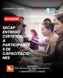 El coordinador zonal de la Secretaría de Capacitación Profesional (SECAP) informó sobre la entrega de certificados a quienes culminaron exitosamente los procesos de formación, permitiéndoles actualizar conocimientos y mejorar sus oportunidades laborales.