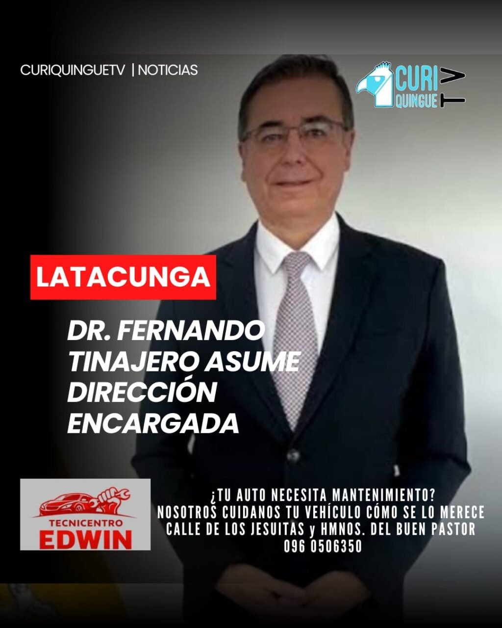 El Dr. Fernando Tinajero por el momento está encargado de la Dirección del Consejo de la Judicatura de Cotopaxi.