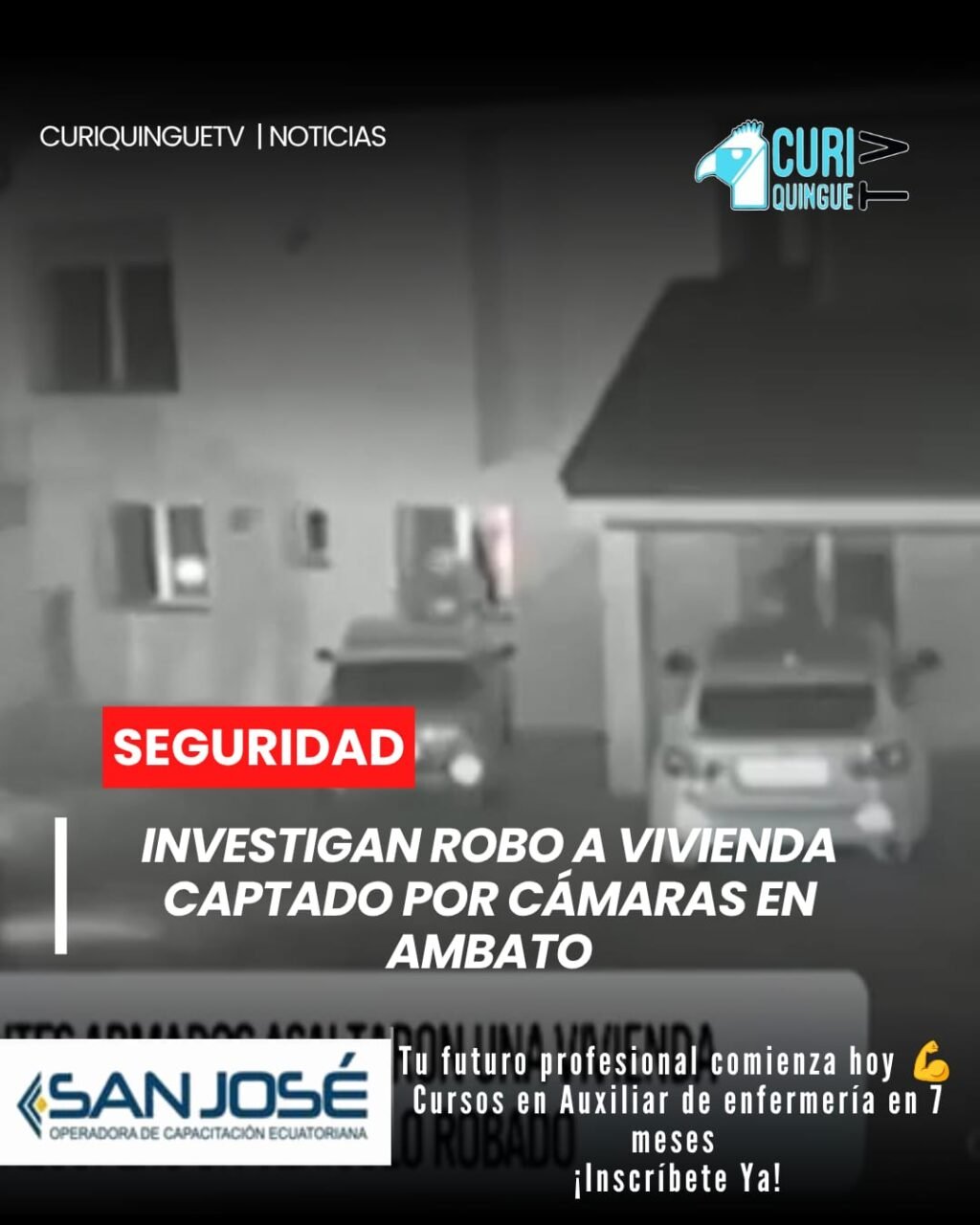 Las cámaras de seguridad registraron el momento en que presuntos delincuentes ingresaron a un domicilio en Ambato para cometer un robo. Con estas evidencias, las autoridades iniciaron las investigaciones correspondientes para identificar y localizar a los responsables.