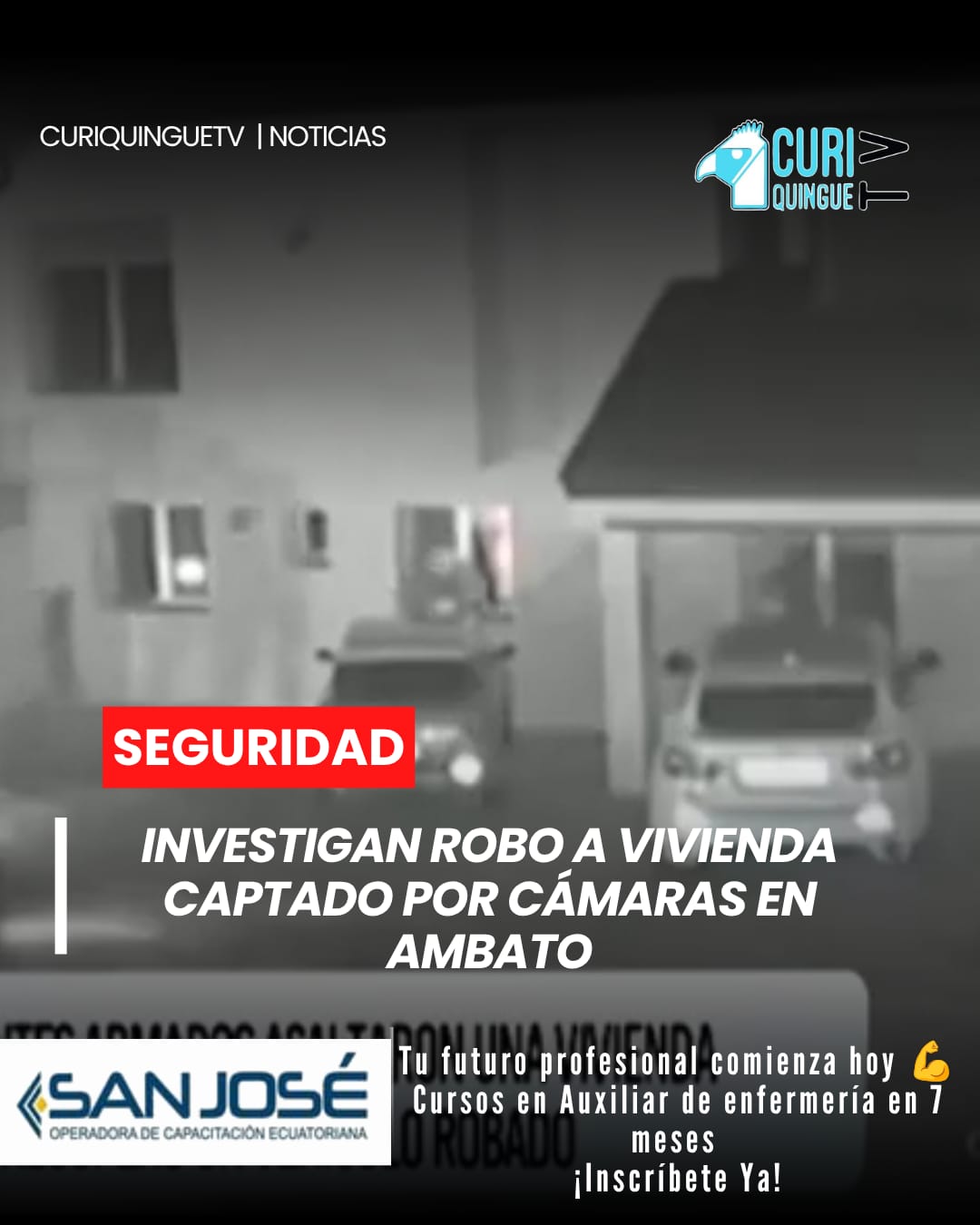 Las cámaras de seguridad registraron el momento en que presuntos delincuentes ingresaron a un domicilio en Ambato para cometer un robo. Con estas evidencias, las autoridades iniciaron las investigaciones correspondientes para identificar y localizar a los responsables.