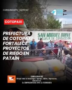 La Prefectura de Cotopaxi continúa impulsando el desarrollo del sector productivo de la provincia. En esta ocasión, realizó la entrega de quintales de cemento en la comunidad de Pataín para la ejecución de un proyecto de agua destinado al riego agrícola, beneficiando directamente a los productores del sector.