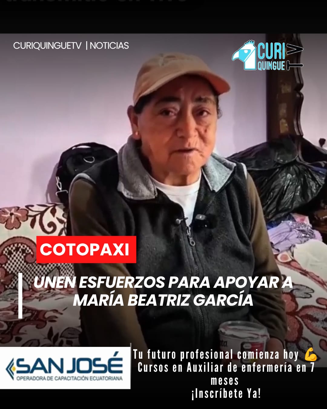 La prefecta de Cotopaxi, un consorcio de abogados y comerciantes del Mercado Pichincha de La Merced se sumaron a una campaña solidaria en beneficio de María Beatriz García