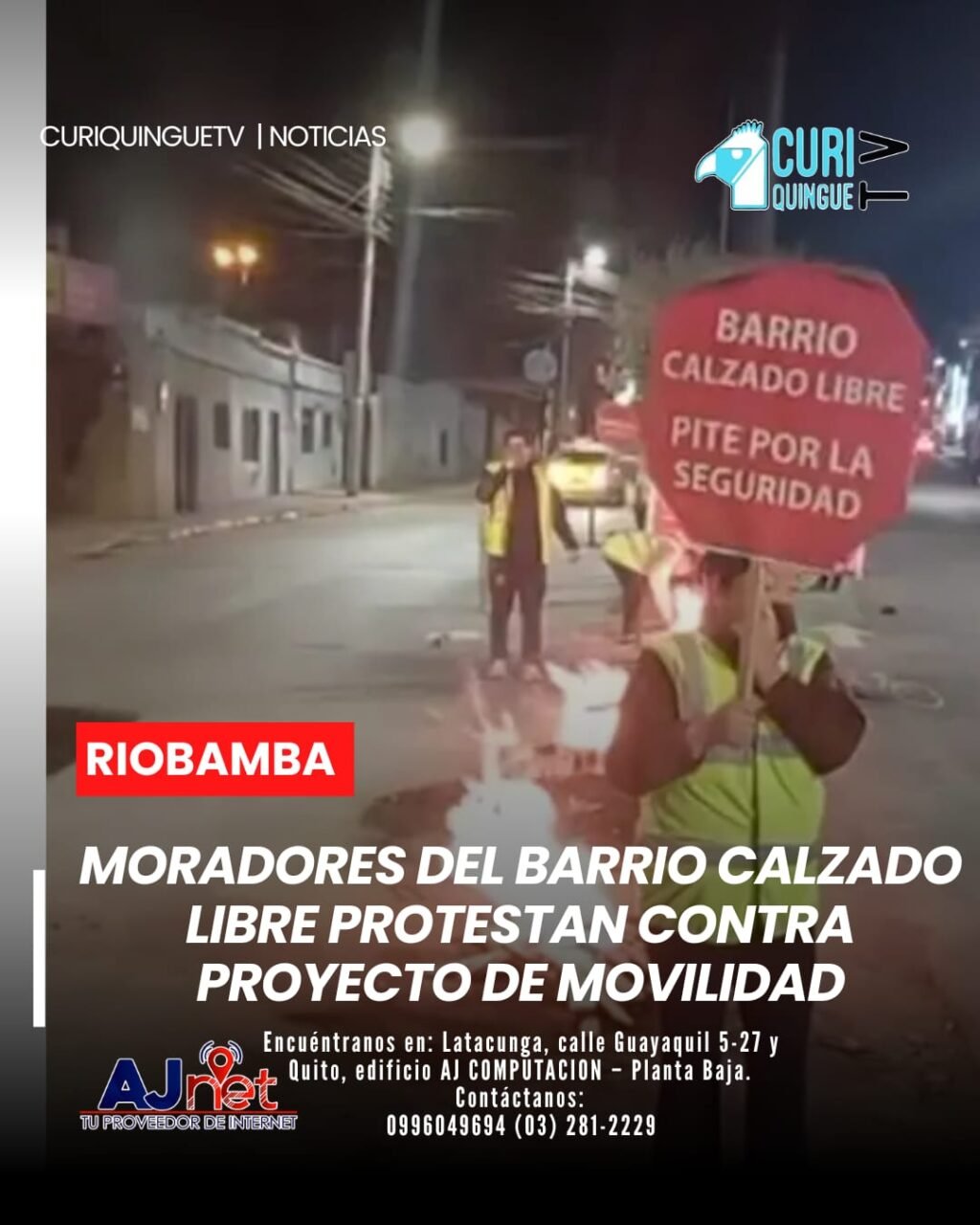 Habitantes del barrio Calzado Libre, junto a representantes de distintos sectores sociales de Riobamba, realizaron una manifestación pacífica en una de las principales avenidas del sector para expresar su desacuerdo con el proyecto de movilidad impulsado por el Municipio.