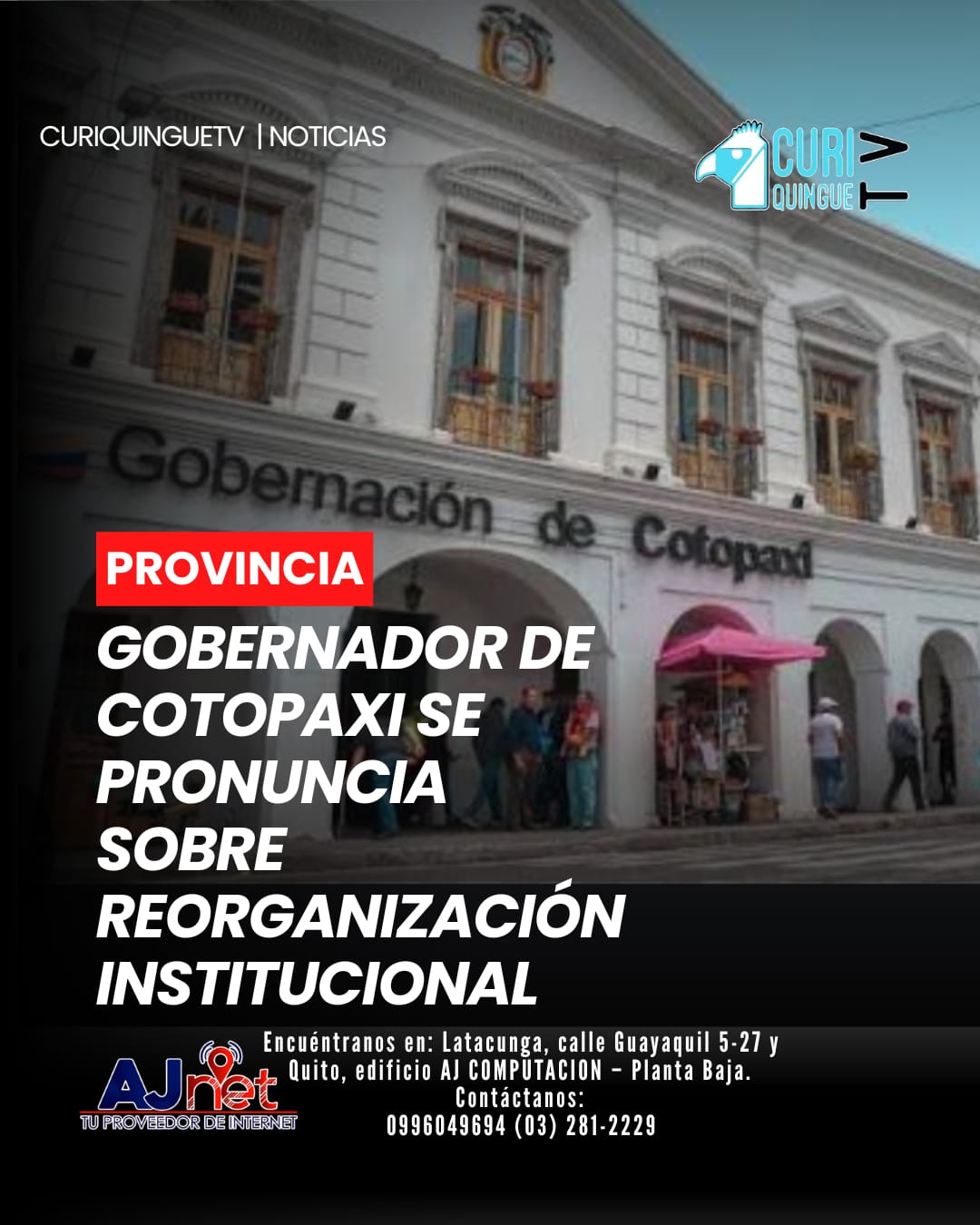 El gobernador de Cotopaxi informó que varias instituciones públicas de la provincia registrarían una reducción en la presencia de funcionarios.