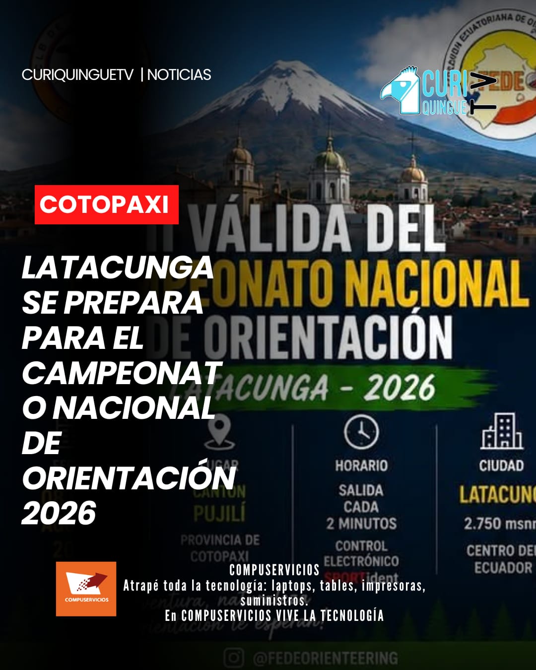 Latacunga será escenario del Campeonato Nacional de Orientación 2026, previsto para este 8 y 9 de agosto.