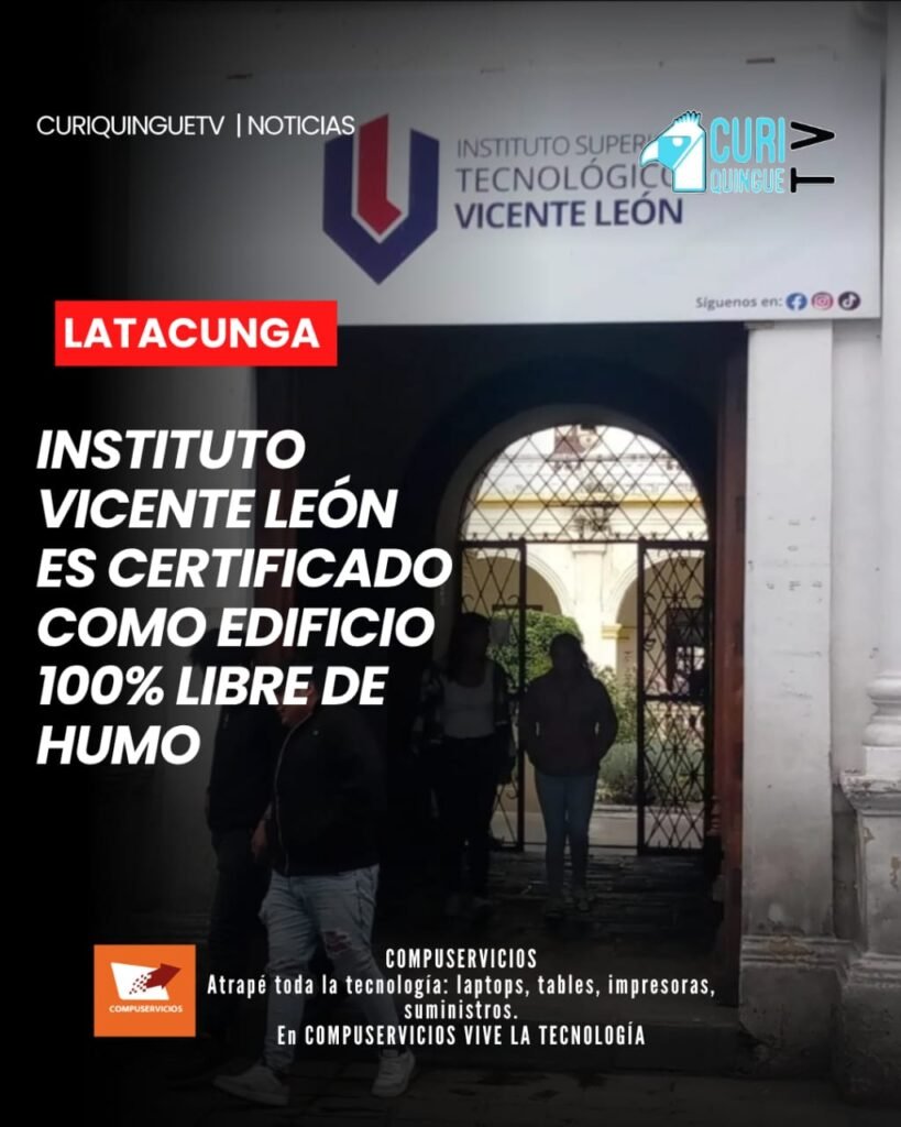🏫 Delegados de la Dirección de Salud de Cotopaxi visitaron a las autoridades del Instituto Superior Tecnológico Vicente León para realizar la entrega de la certificación que reconoce a la institución como un edificio 100% libre de humo de cigarrillo.
