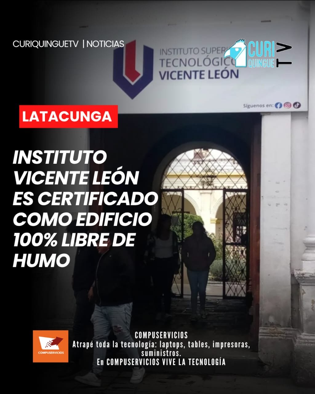 🏫 Delegados de la Dirección de Salud de Cotopaxi visitaron a las autoridades del Instituto Superior Tecnológico Vicente León para realizar la entrega de la certificación que reconoce a la institución como un edificio 100% libre de humo de cigarrillo.